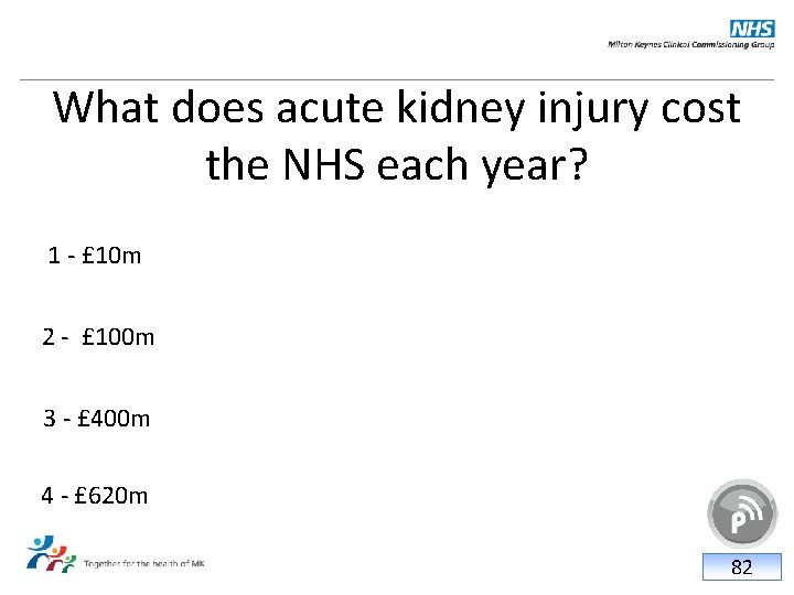 What does acute kidney injury cost the NHS each year? 1 - £ 10