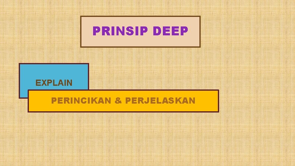 PRINSIP DEEP EXPLAIN PERINCIKAN & PERJELASKAN 