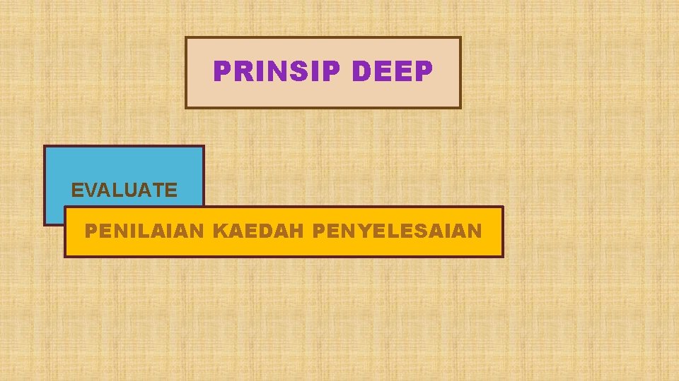 PRINSIP DEEP EVALUATE PENILAIAN KAEDAH PENYELESAIAN 