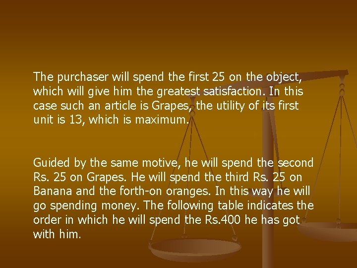 The purchaser will spend the first 25 on the object, which will give him