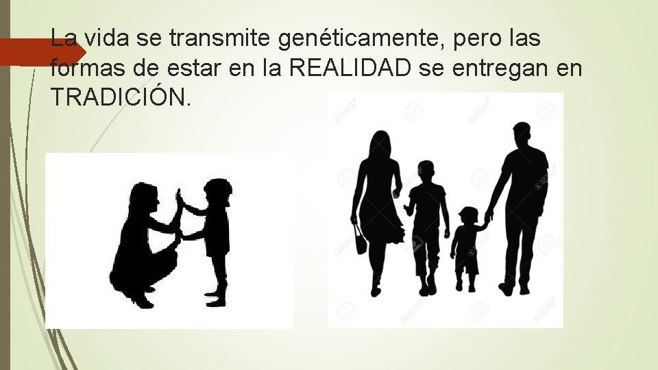 La vida se transmite genéticamente, pero las formas de estar en la REALIDAD se