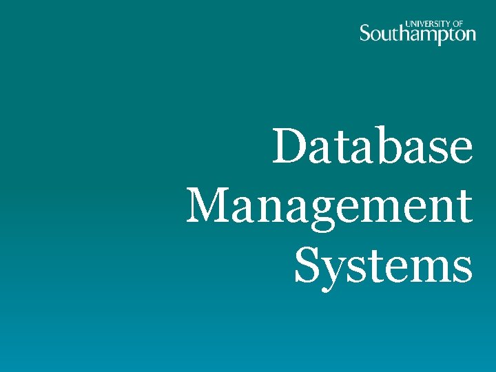 Database Management Systems 