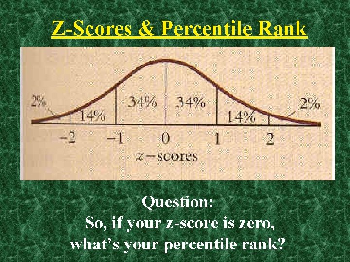 Z-Scores & Percentile Rank Question: So, if your z-score is zero, what’s your percentile