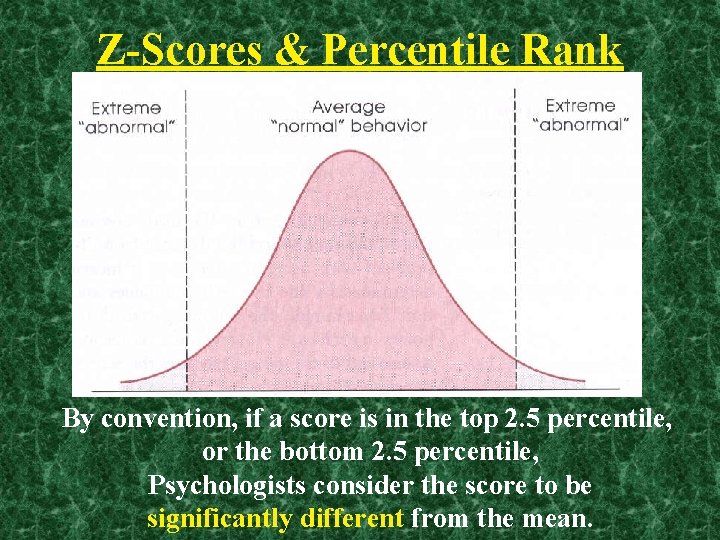 Z-Scores & Percentile Rank By convention, if a score is in the top 2.