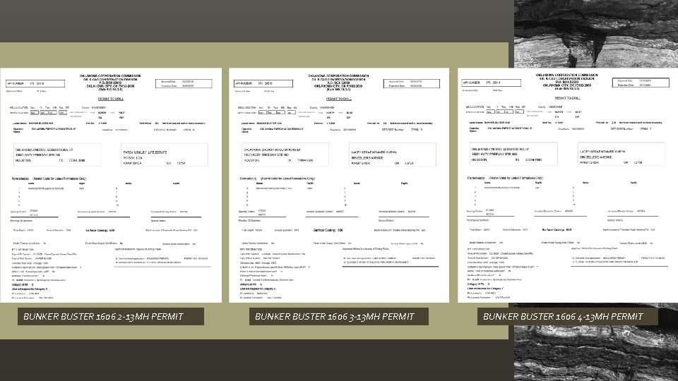 BUNKER BUSTER 1606 2 -13 MH PERMIT BUNKER BUSTER 1606 3 -13 MH PERMIT