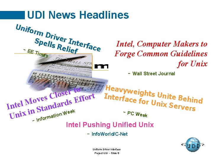 UDI News Headlines Unif orm Driv Spel er Inte ls Re rfac e -