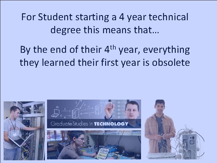 For Student starting a 4 year technical degree this means that… By the end