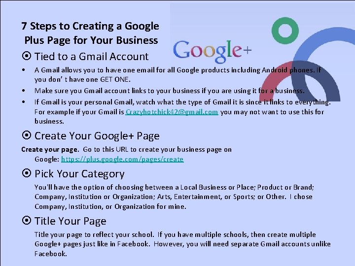 7 Steps to Creating a Google Plus Page for Your Business ¤ Tied to
