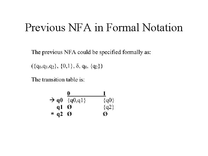 Previous NFA in Formal Notation * 