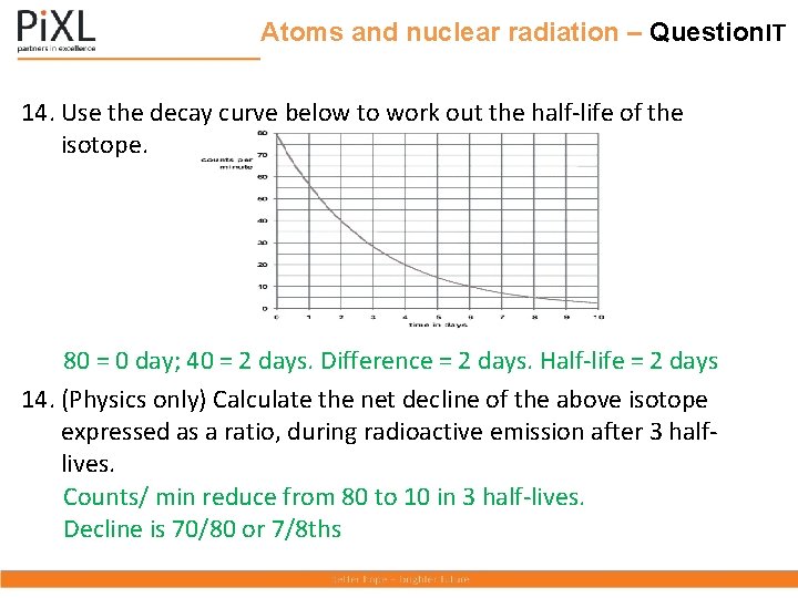 Atoms and nuclear radiation – Question. IT 14. Use the decay curve below to Atoms and nuclear radiation – Question. IT 14. Use the decay curve below to