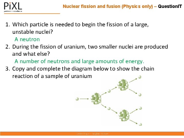 Nuclear fission and fusion (Physics only) – Question. IT 1. Which particle is needed