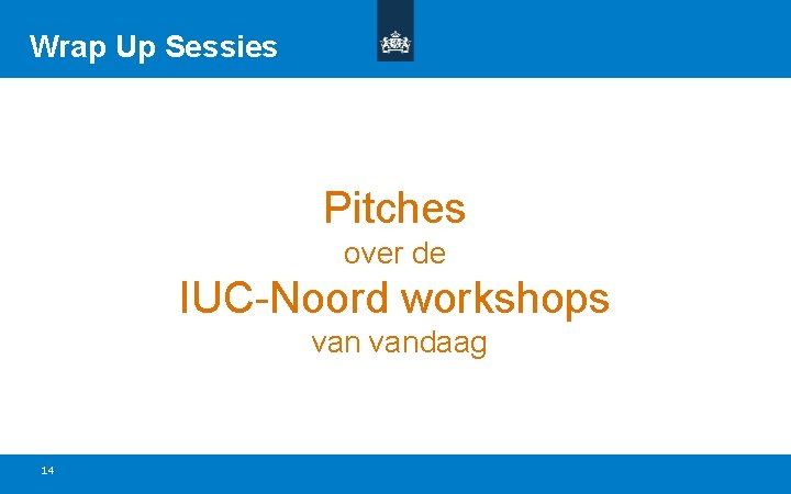 Wrap Up Sessies Pitches over de IUC-Noord workshops vandaag 14 