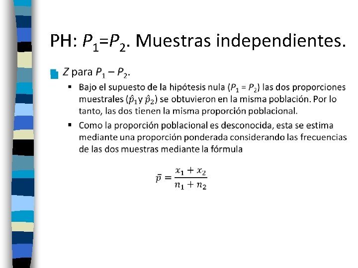 PH: P 1=P 2. Muestras independientes. n 