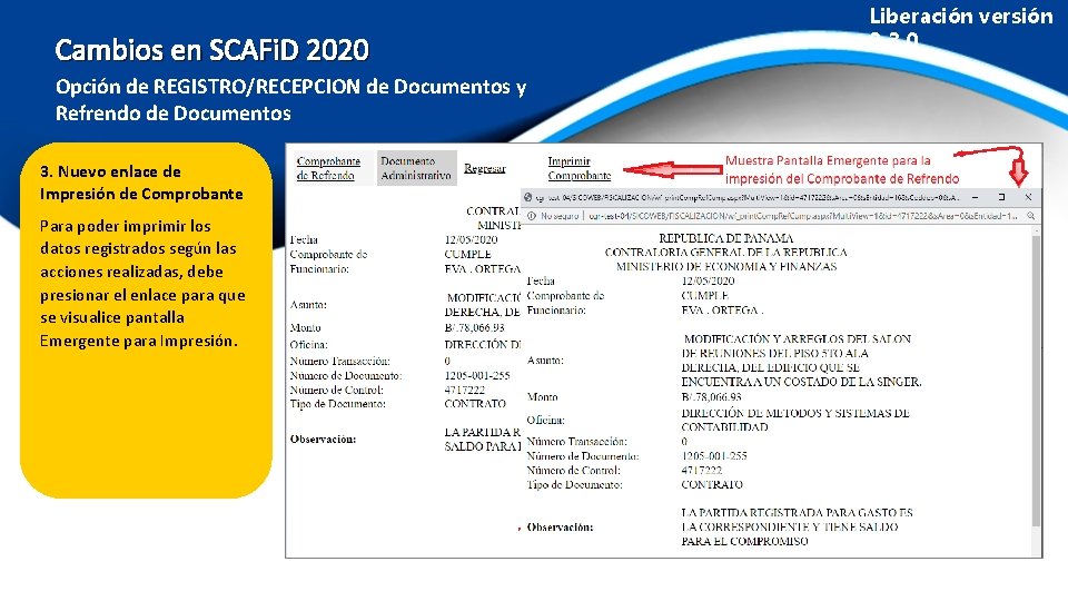 Cambios en SCAFi. D 2020 Opción de REGISTRO/RECEPCION de Documentos y Refrendo de Documentos