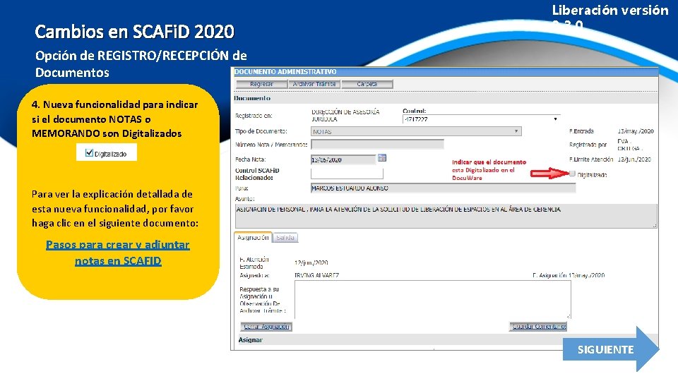 Cambios en SCAFi. D 2020 Liberación versión 3. 3. 0 Opción de REGISTRO/RECEPCIÓN de