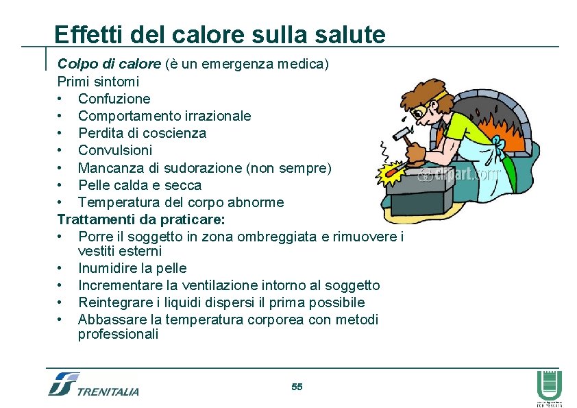 Effetti del calore sulla salute Colpo di calore (è un emergenza medica) Primi sintomi