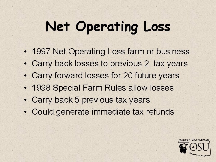 Net Operating Loss • • • 1997 Net Operating Loss farm or business Carry