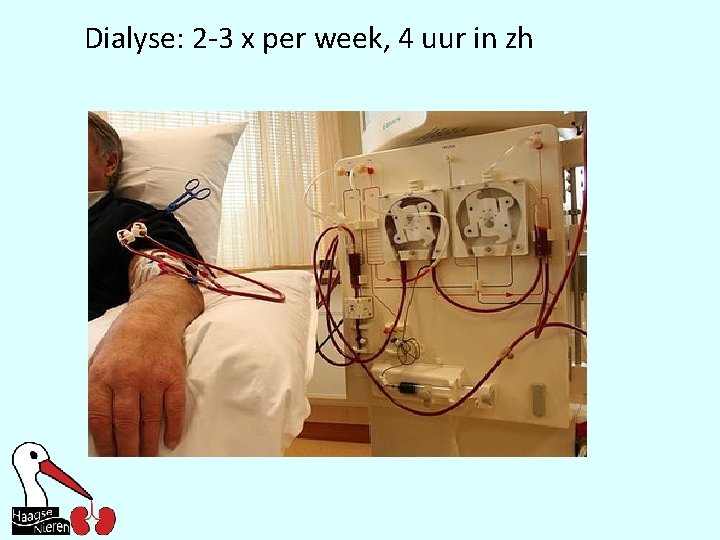 Dialyse: 2 -3 x per week, 4 uur in zh 