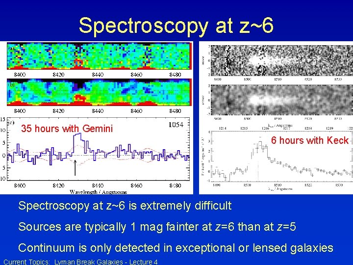 Spectroscopy at z~6 35 hours with Gemini 6 hours with Keck Spectroscopy at z~6