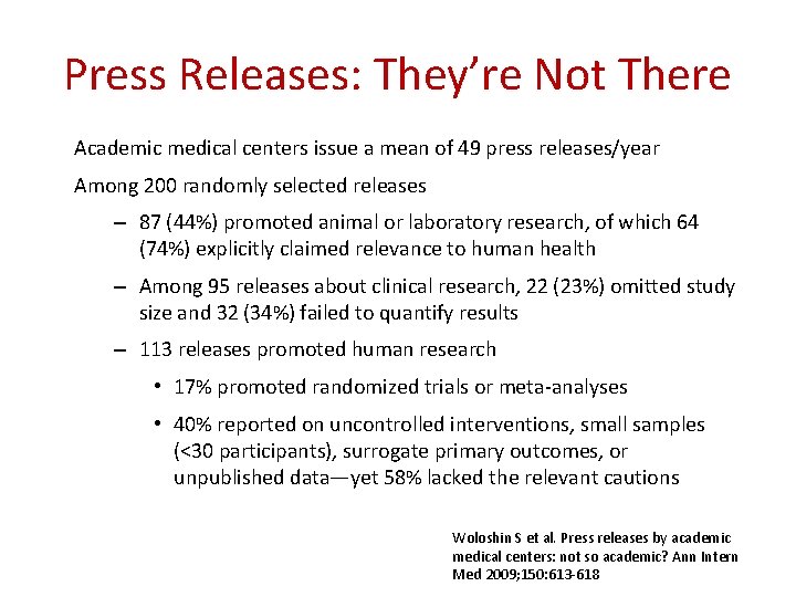 Press Releases: They’re Not There Academic medical centers issue a mean of 49 press