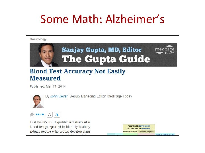 Some Math: Alzheimer’s 
