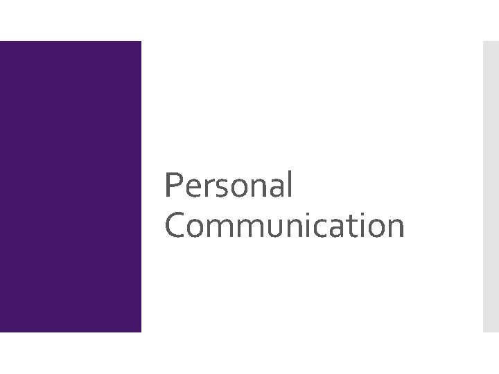 Personal Communication 