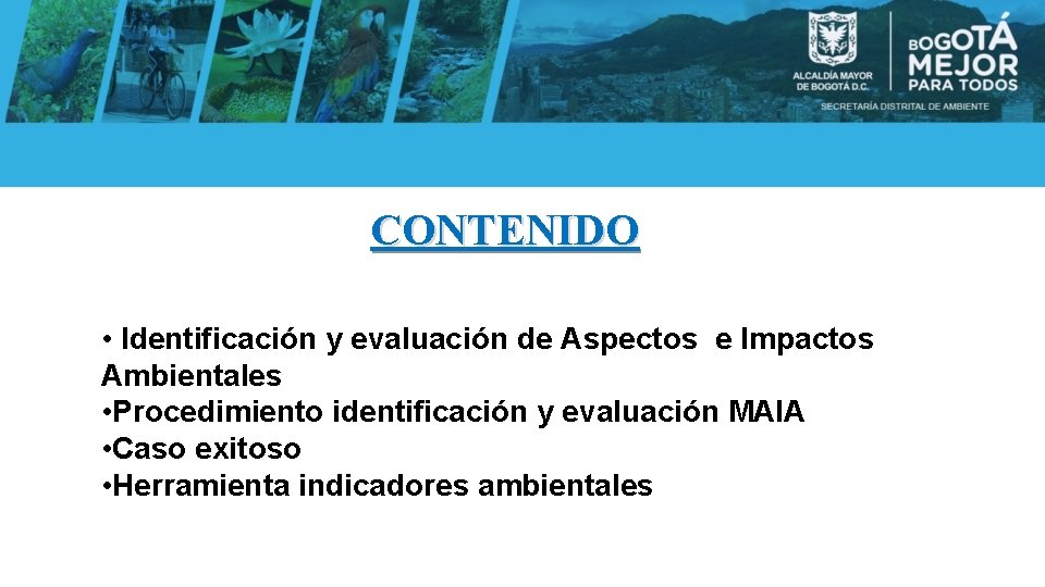 CONTENIDO • Identificación y evaluación de Aspectos e Impactos Ambientales • Procedimiento identificación y