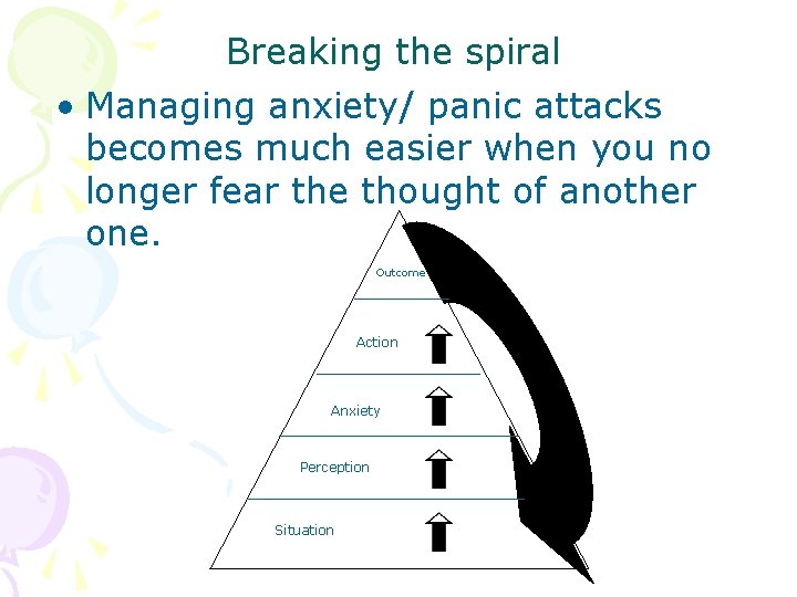 Breaking the spiral • Managing anxiety/ panic attacks becomes much easier when you no