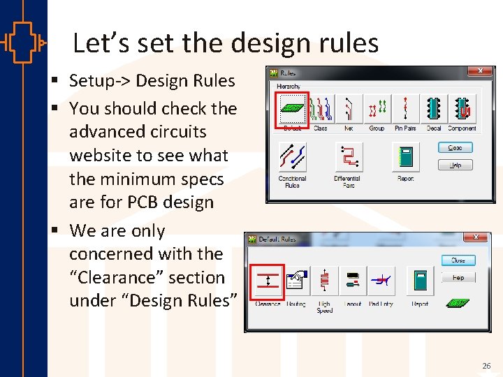 Let’s set the design rules st Robu Low er Pow VLSI § Setup-> Design