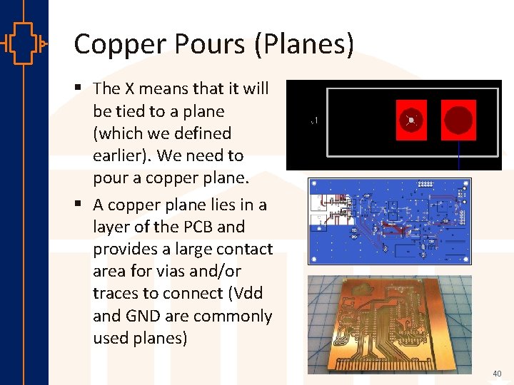 Copper Pours (Planes) st Robu Low er Pow VLSI § The X means that