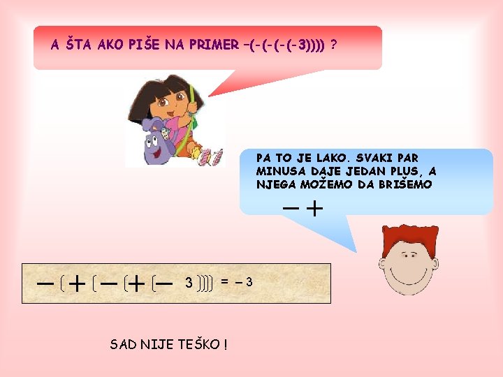 A ŠTA AKO PIŠE NA PRIMER –(-(-3)))) ? PA TO JE LAKO. SVAKI PAR