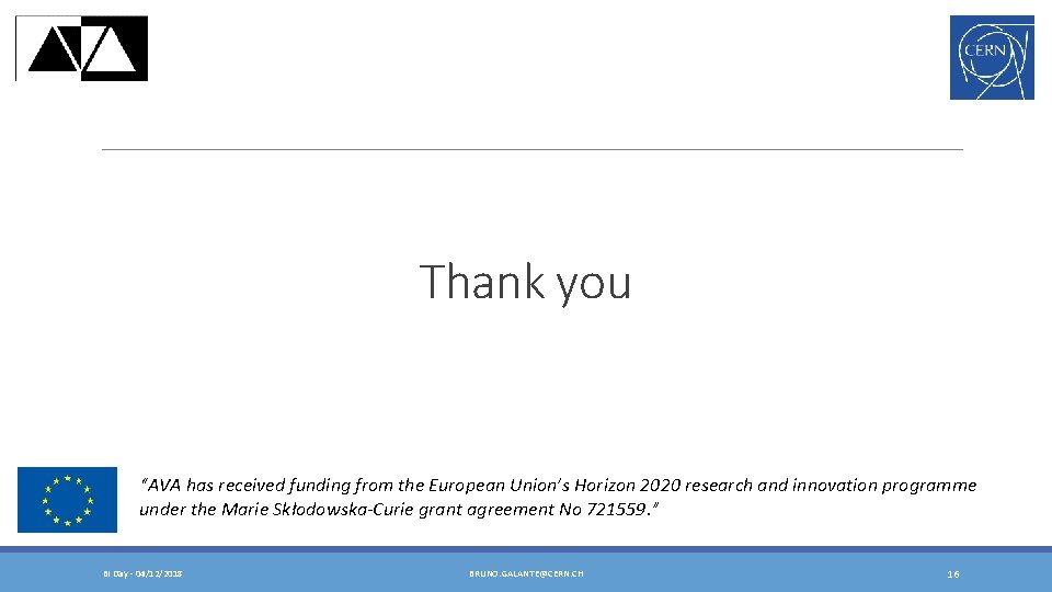 Thank you “AVA has received funding from the European Union’s Horizon 2020 research and