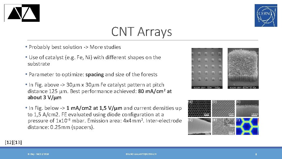 CNT Arrays • Probably best solution -> More studies • Use of catalyst (e.