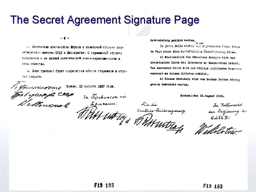 Signature Pages of the Molotov Ribbentrop Pact The Secret Agreement Signature Page 