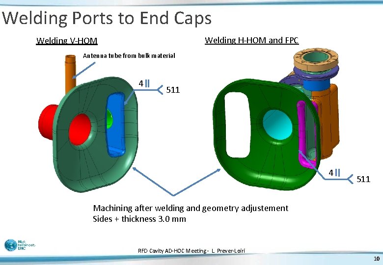 Welding Ports to End Caps Welding H-HOM and FPC Welding V-HOM Antenna tube from