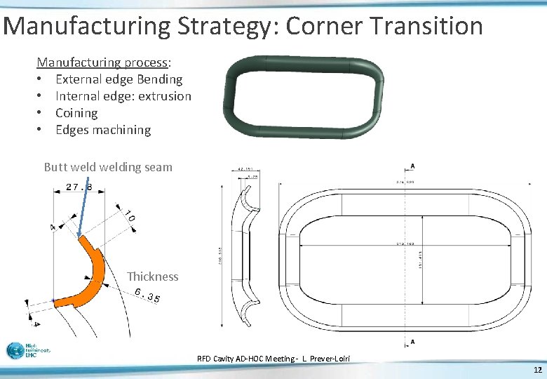 Manufacturing Strategy: Corner Transition Manufacturing process: • External edge Bending • Internal edge: extrusion