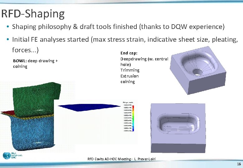 RFD-Shaping • Shaping philosophy & draft tools finished (thanks to DQW experience) • Initial