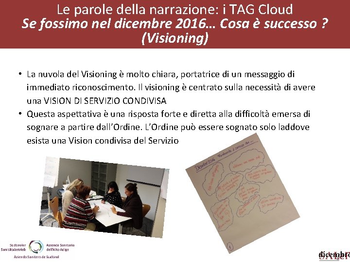 Le parole della narrazione: i TAG Cloud Se fossimo nel dicembre 2016… Cosa è