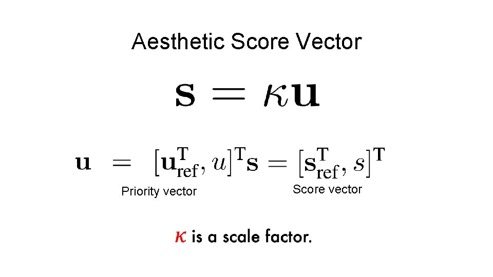 Aesthetic Score Vector Priority vector Score vector 