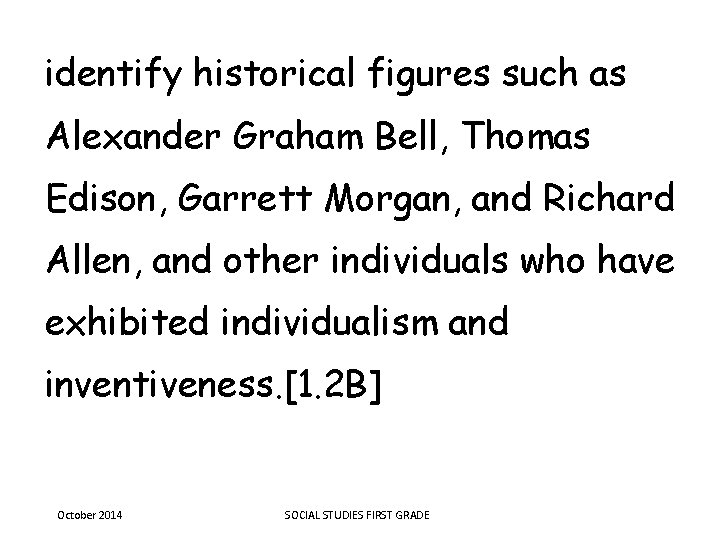 identify historical figures such as Alexander Graham Bell, Thomas Edison, Garrett Morgan, and Richard