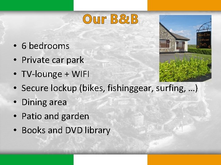 Our B&B • • 6 bedrooms Private car park TV-lounge + WIFI Secure lockup
