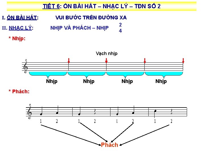 TIẾT 6: ÔN BÀI HÁT – NHẠC LÝ – TĐN SỐ 2 I. ÔN