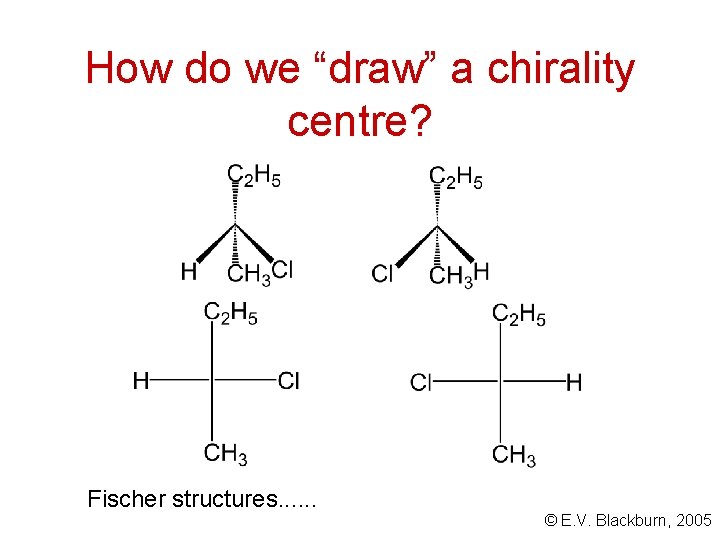 How do we “draw” a chirality centre? Fischer structures. . . © E. V.