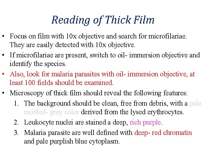 Reading of Thick Film • Focus on film with 10 x objective and search
