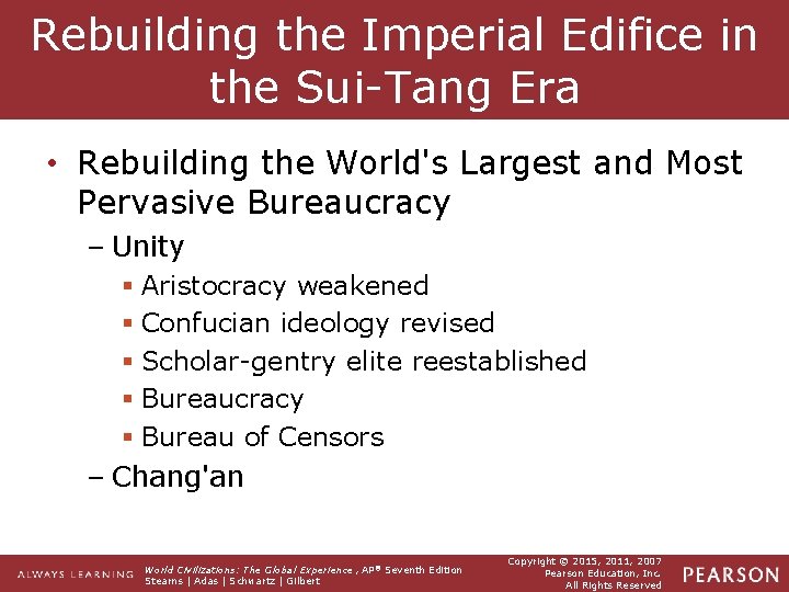 Rebuilding the Imperial Edifice in the Sui-Tang Era • Rebuilding the World's Largest and