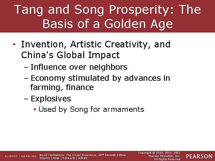 Tang and Song Prosperity: The Basis of a Golden Age • Invention, Artistic Creativity,