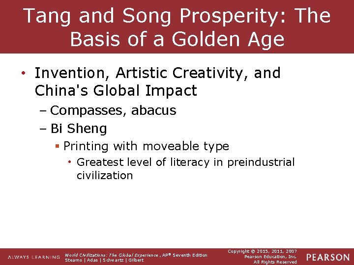 Tang and Song Prosperity: The Basis of a Golden Age • Invention, Artistic Creativity,