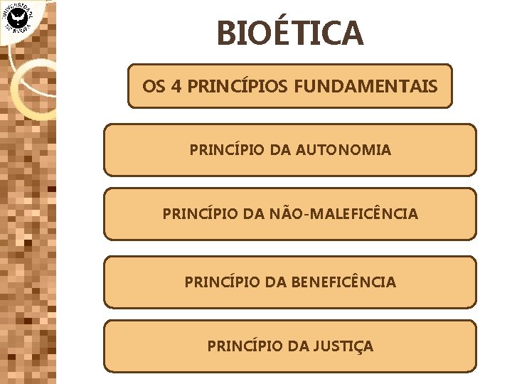 BIOÉTICA OS 4 PRINCÍPIOS FUNDAMENTAIS PRINCÍPIO DA AUTONOMIA PRINCÍPIO DA NÃO-MALEFICÊNCIA PRINCÍPIO DA BENEFICÊNCIA