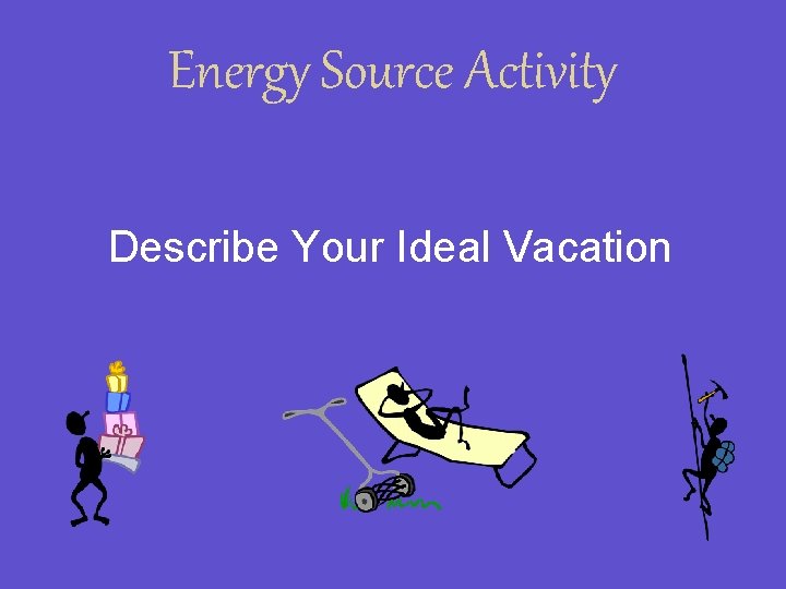 Energy Source Activity Describe Your Ideal Vacation 