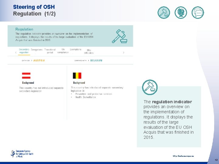 Steering of OSH Regulation (1/2) The regulation indicator provides an overview on the implementation